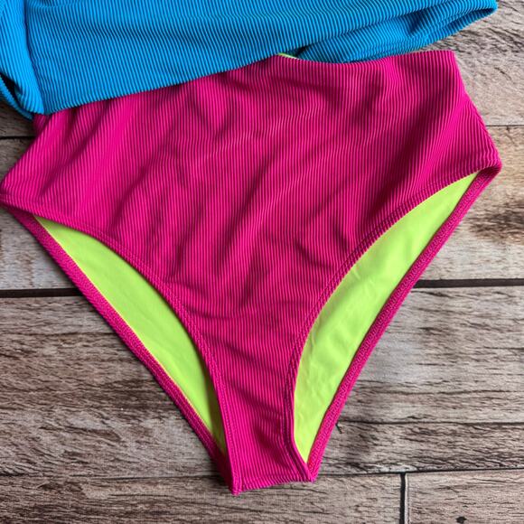 Beach Riot Swimsuit One Piece Carlie Retro Brights Colorblock XS Beach Vacation - Picture 4 of 9